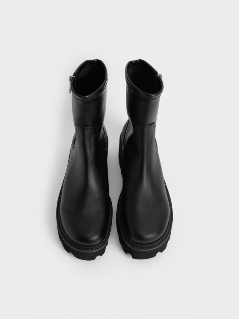 Charles & Keith Side-Zip Stiefeletten Schwarz | 568ZEOIQX