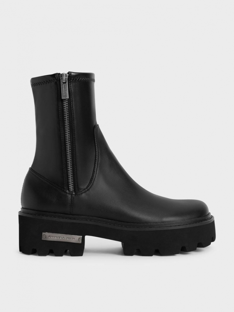 Charles & Keith Side-Zip Stiefeletten Schwarz | 568ZEOIQX