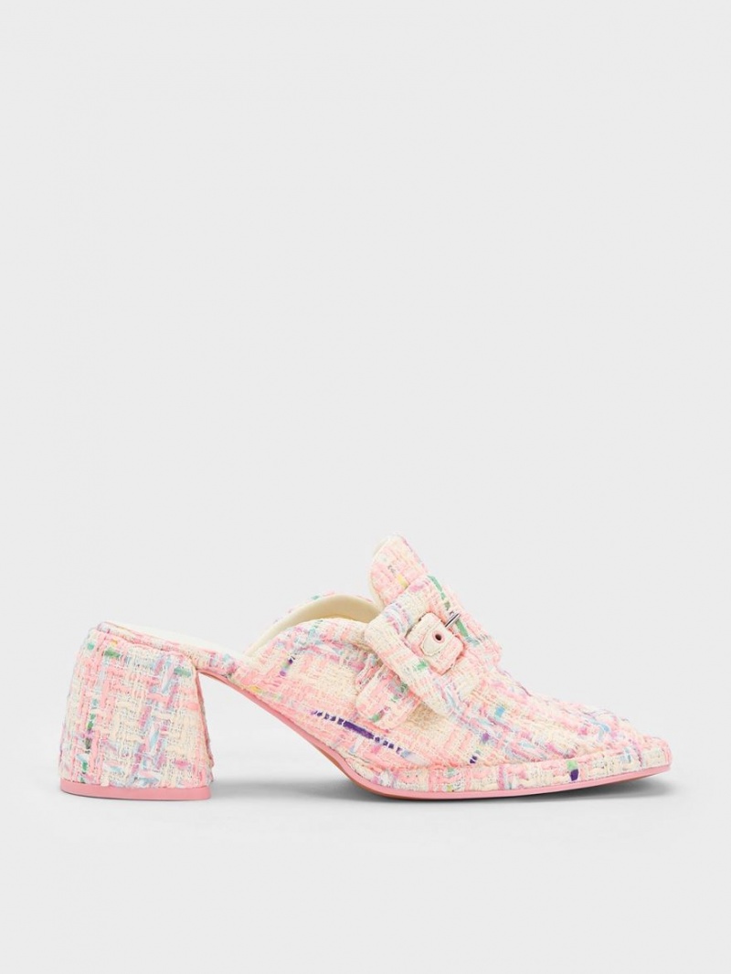 Charles & Keith Sinead Tweed Buckled Loafer Mules Mehrfarbig | 529FUHZXD