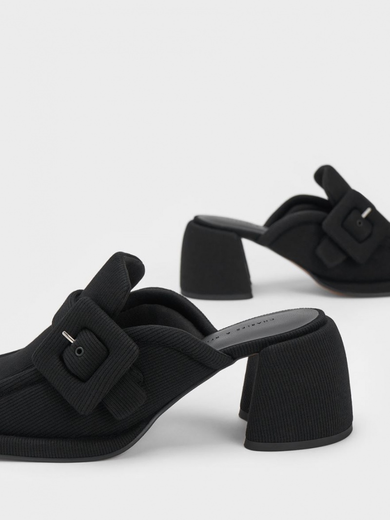 Charles & Keith Sinead Woven Buckled Loafer Mules Schwarz | 291XCZVFD