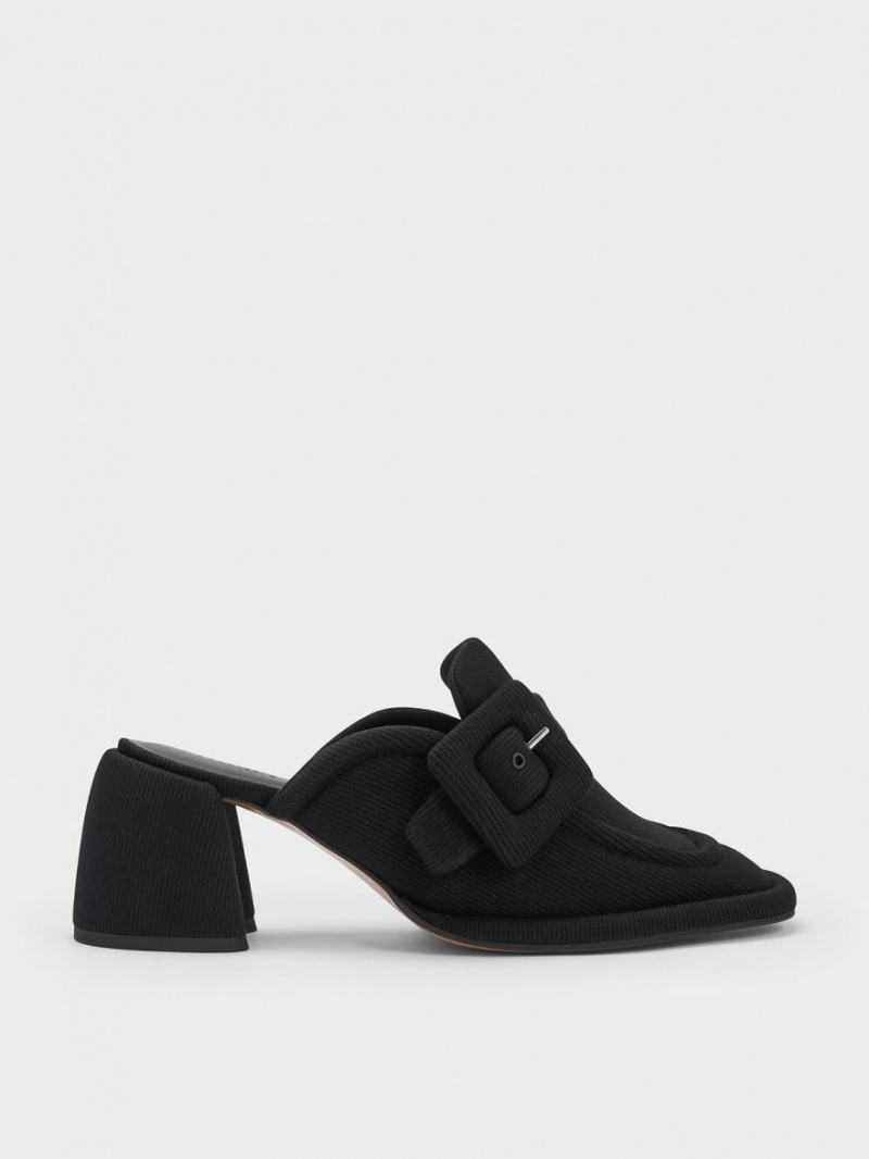 Charles & Keith Sinead Woven Buckled Loafer Mules Schwarz | 291XCZVFD