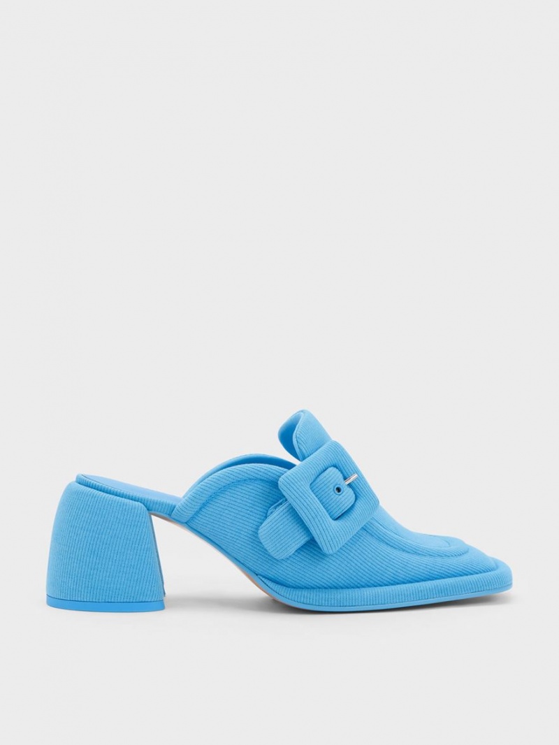 Charles & Keith Sinead Woven Buckled Loafer Mules Blau | 639BXKJZF