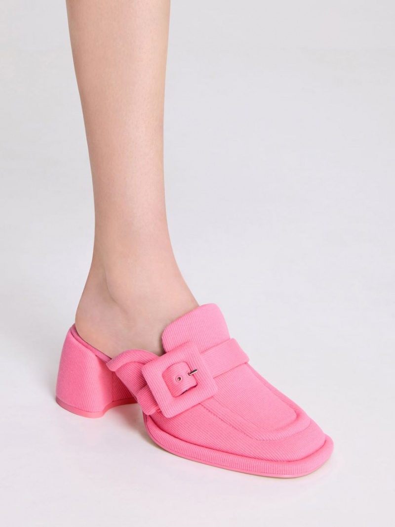 Charles & Keith Sinead Woven Buckled Loafer Mules Rosa | 352FVLMXZ