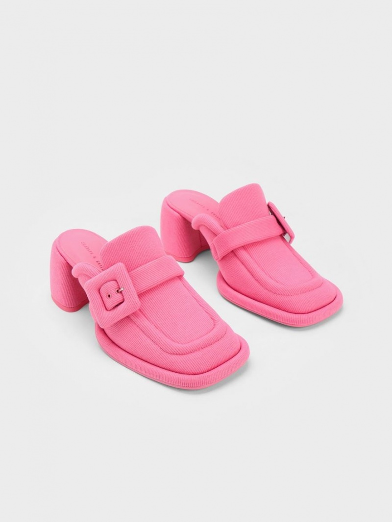 Charles & Keith Sinead Woven Buckled Loafer Mules Rosa | 352FVLMXZ