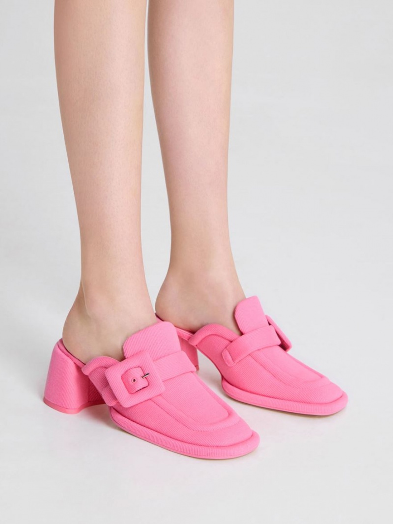 Charles & Keith Sinead Woven Buckled Loafer Mules Rosa | 352FVLMXZ