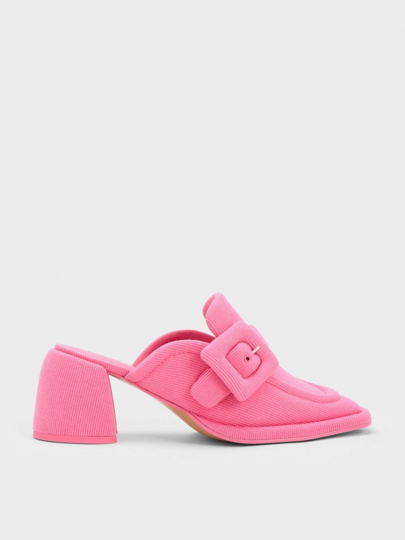 Charles & Keith Sinead Woven Buckled Loafer Mules Rosa | 352FVLMXZ