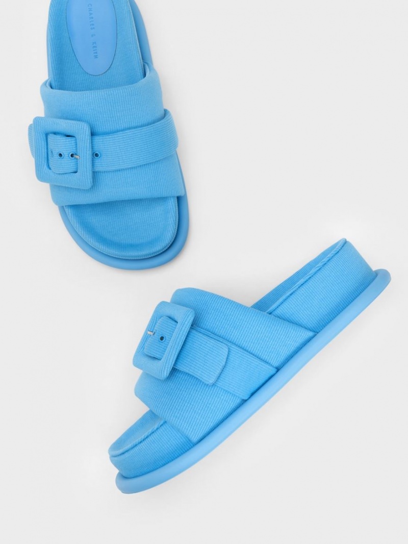 Charles & Keith Sinead Woven Buckled Rutschen Sie Sandalen Blau | 540ECUSWY