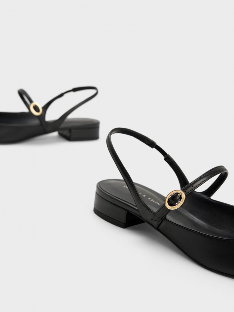 Charles & Keith Slingback Mary Jane Flache Schuhe Schwarz | 753GPKSFI