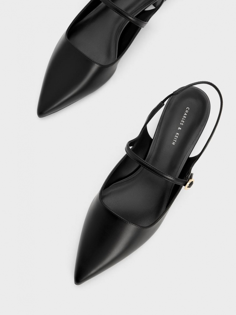 Charles & Keith Slingback Mary Jane Flache Schuhe Schwarz | 753GPKSFI