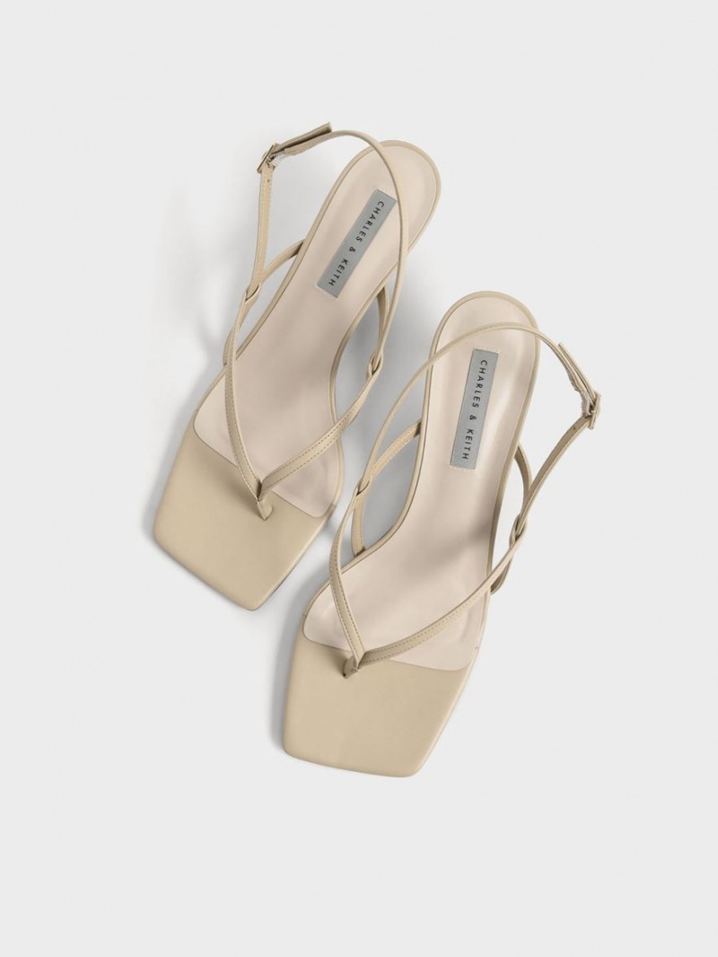 Charles & Keith Slingback Tanga Sandalen Absatz Beige | 605ZBHLUM