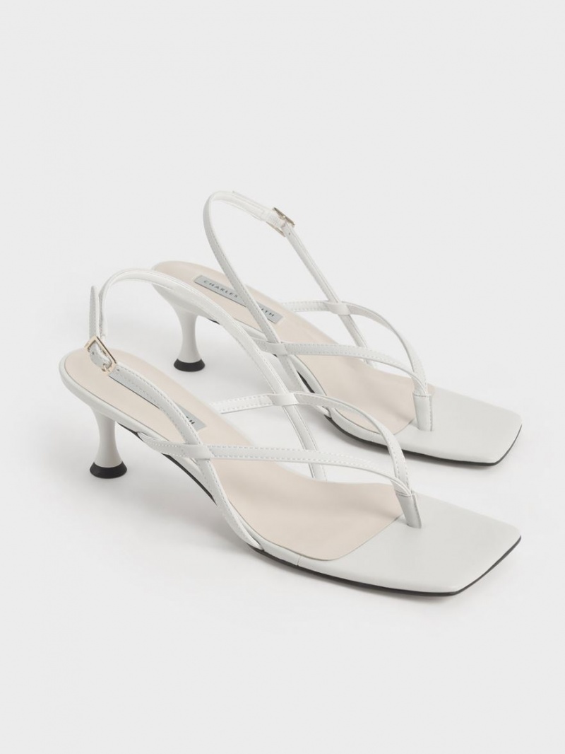 Charles & Keith Slingback Tanga Sandalen Absatz Weiß | 325GYEVDI