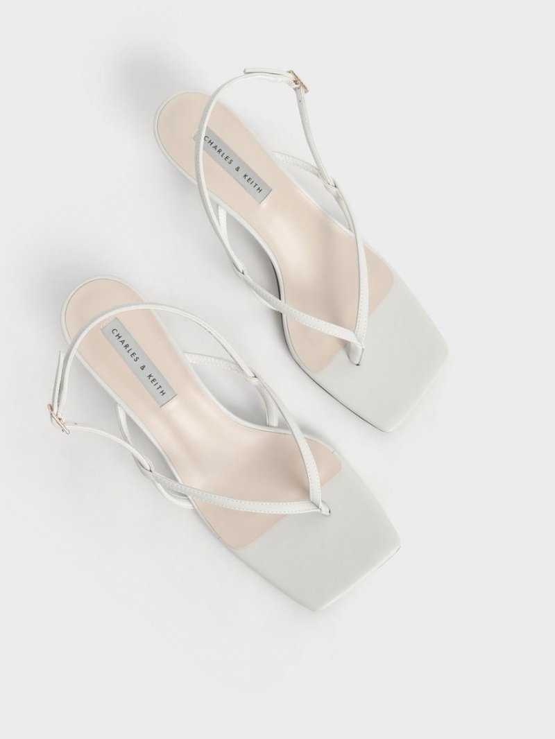 Charles & Keith Slingback Tanga Sandalen Absatz Weiß | 325GYEVDI