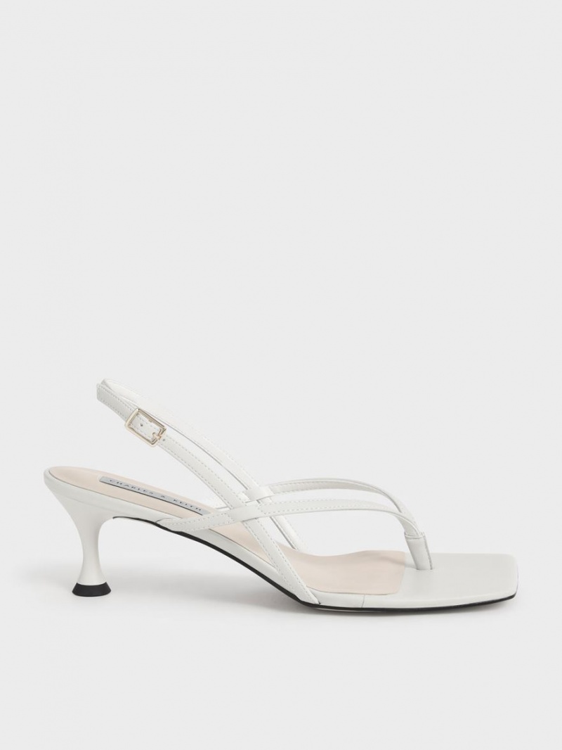 Charles & Keith Slingback Tanga Sandalen Absatz Weiß | 325GYEVDI