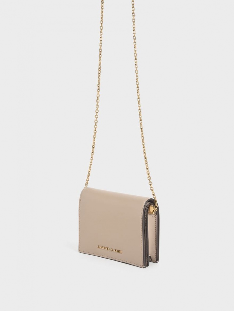 Charles & Keith Snap Button Mini Kurzes Geldbörse Beige | 140KGBMXU