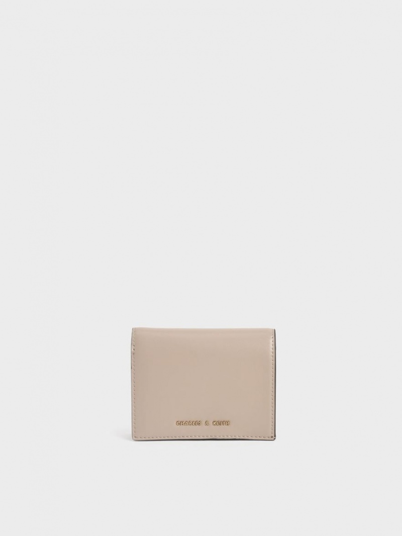 Charles & Keith Snap Button Mini Kurzes Geldbörse Beige | 140KGBMXU