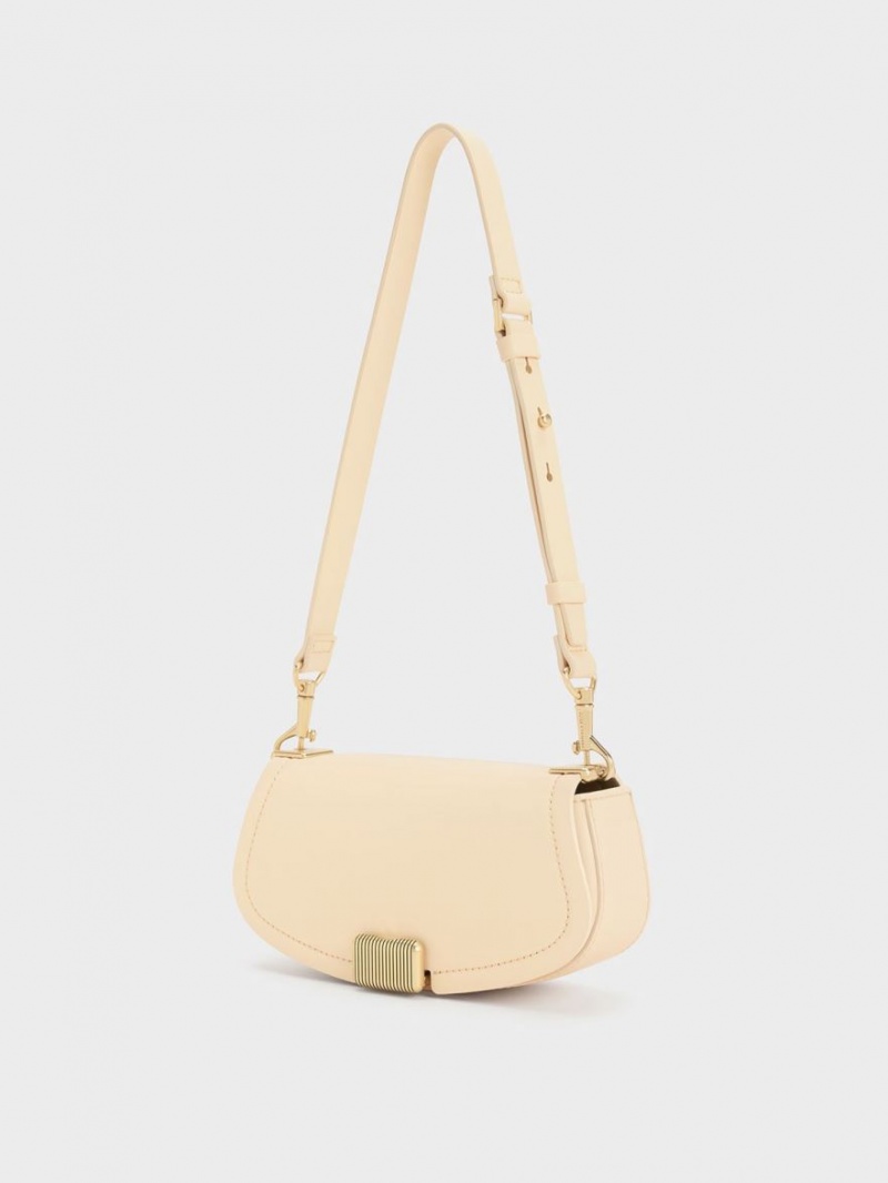 Charles & Keith Sonnet Two-Tone Chain Handle Schultertaschen Beige | 147FQPWGS