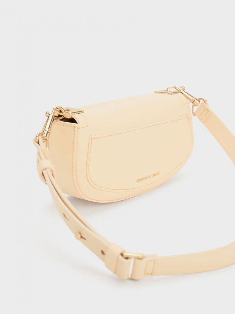 Charles & Keith Sonnet Two-Tone Chain Handle Schultertaschen Beige | 147FQPWGS