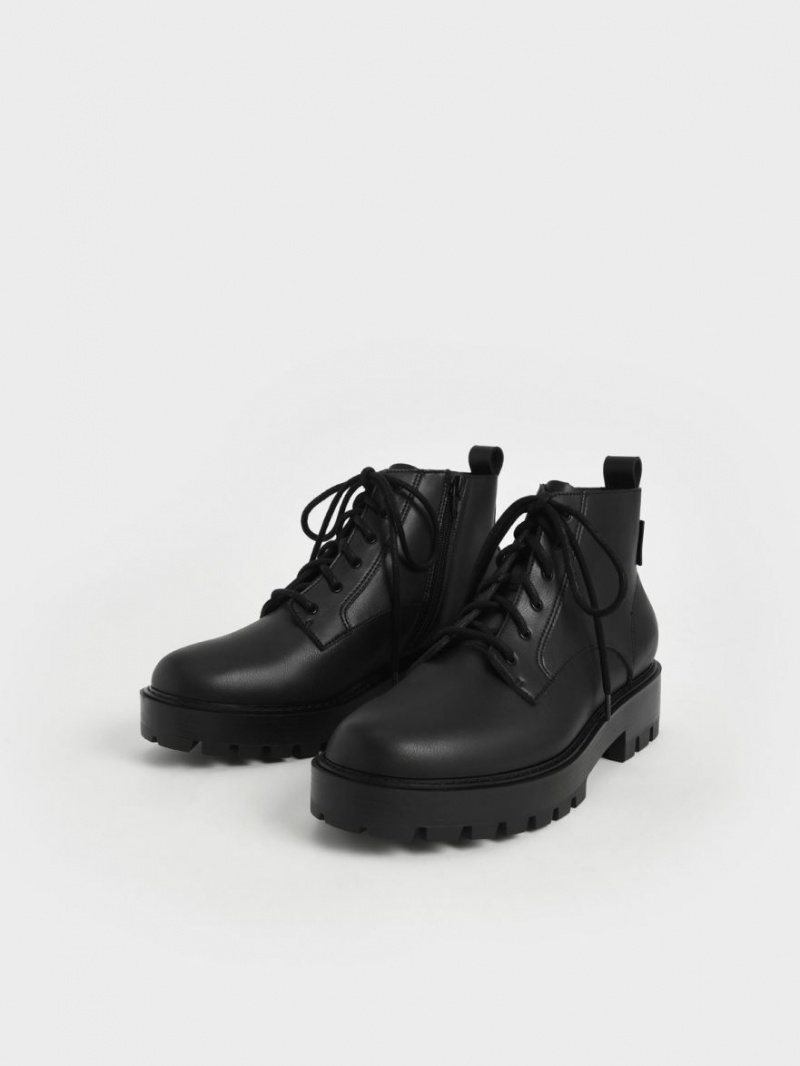 Charles & Keith Spitze-Up Chunky Stiefeletten Schwarz | 543EOHULJ