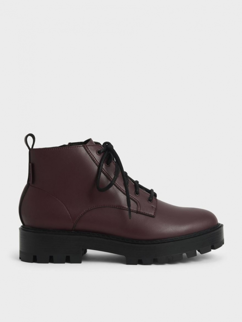 Charles & Keith Spitze-Up Chunky Stiefeletten Bordeaux | 528GBPINL