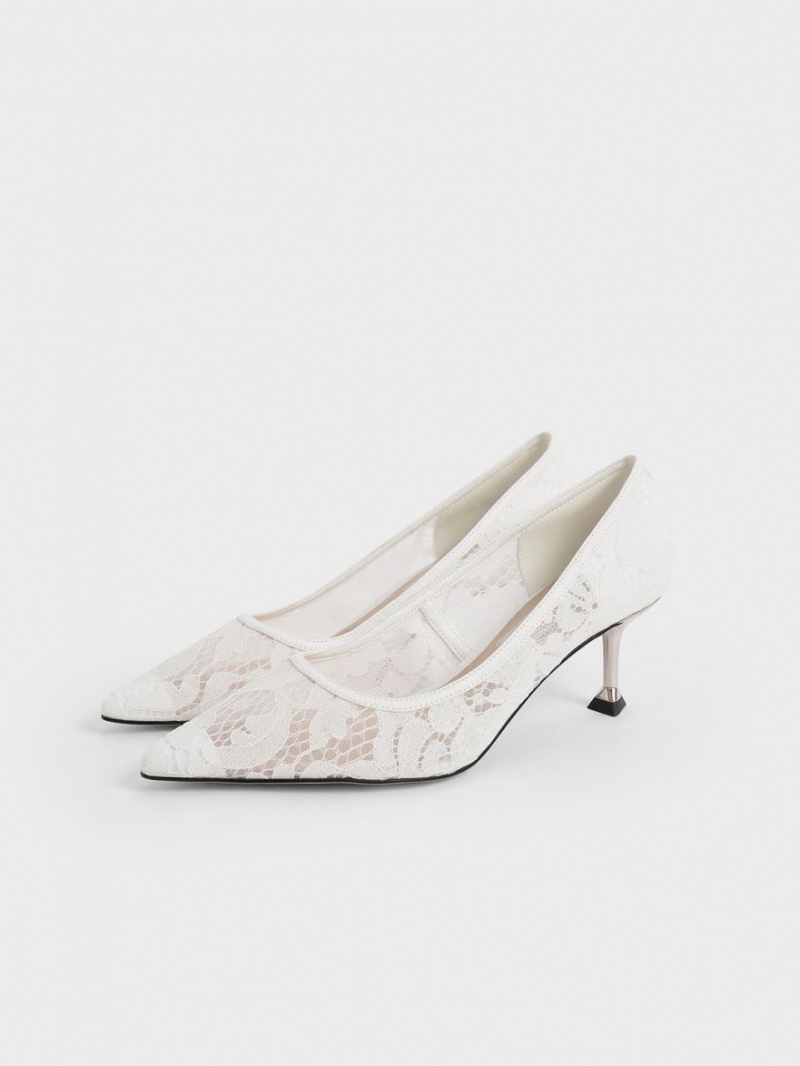 Charles & Keith Spitze Sculptural Heel Pumps Weiß | 460MWSYGL