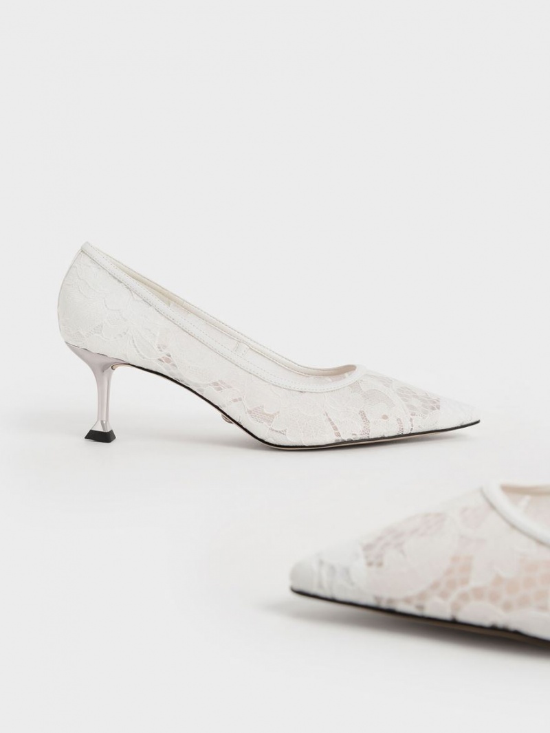 Charles & Keith Spitze Sculptural Heel Pumps Weiß | 460MWSYGL