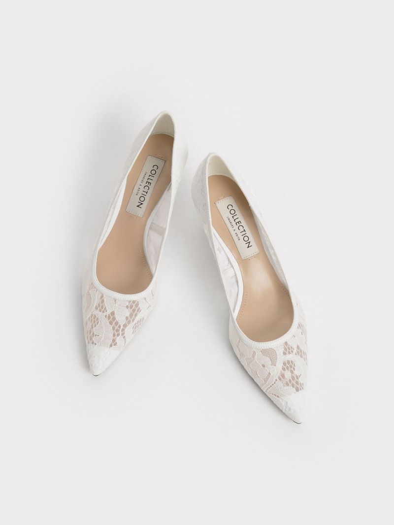 Charles & Keith Spitze Sculptural Heel Pumps Weiß | 460MWSYGL