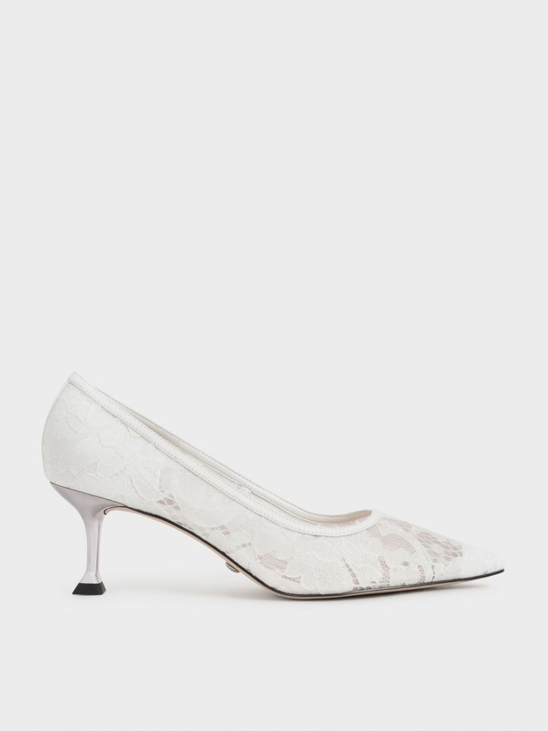 Charles & Keith Spitze Sculptural Heel Pumps Weiß | 460MWSYGL