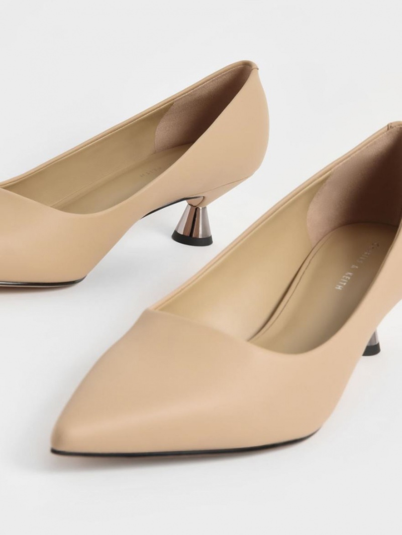 Charles & Keith Spool Heel Pumps Beige | 507GMDACS