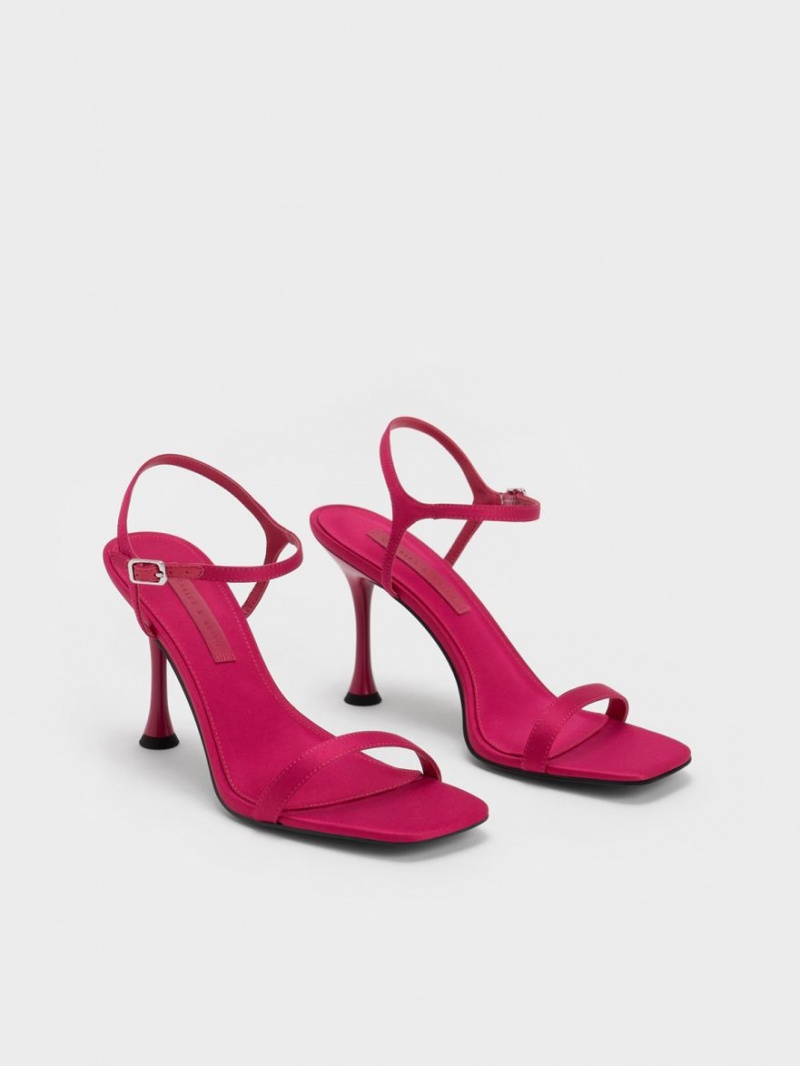 Charles & Keith Spool Heel Satin Sandalen Absatz Rot | 196DTLMZE