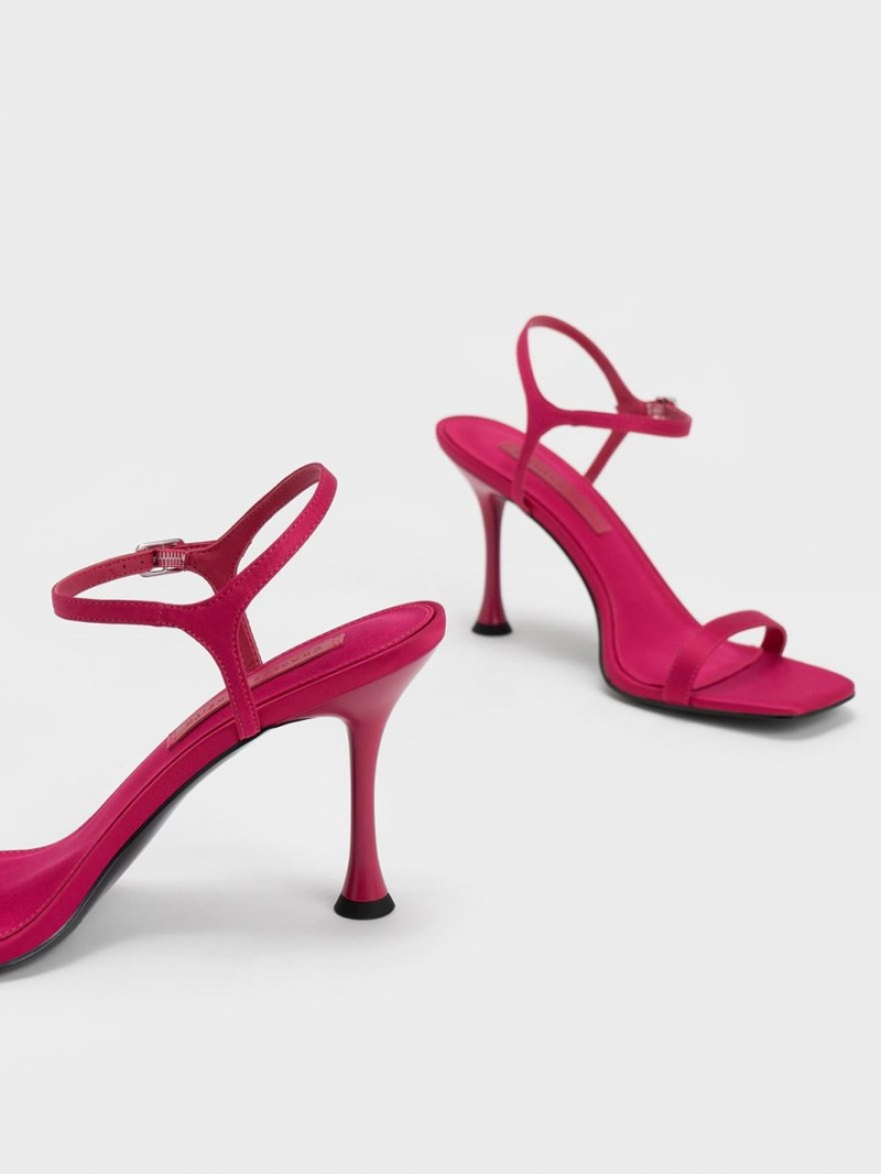 Charles & Keith Spool Heel Satin Sandalen Absatz Rot | 196DTLMZE