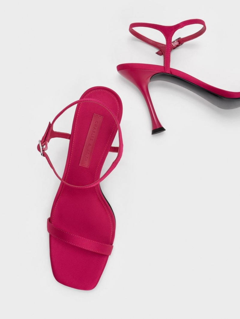 Charles & Keith Spool Heel Satin Sandalen Absatz Rot | 196DTLMZE