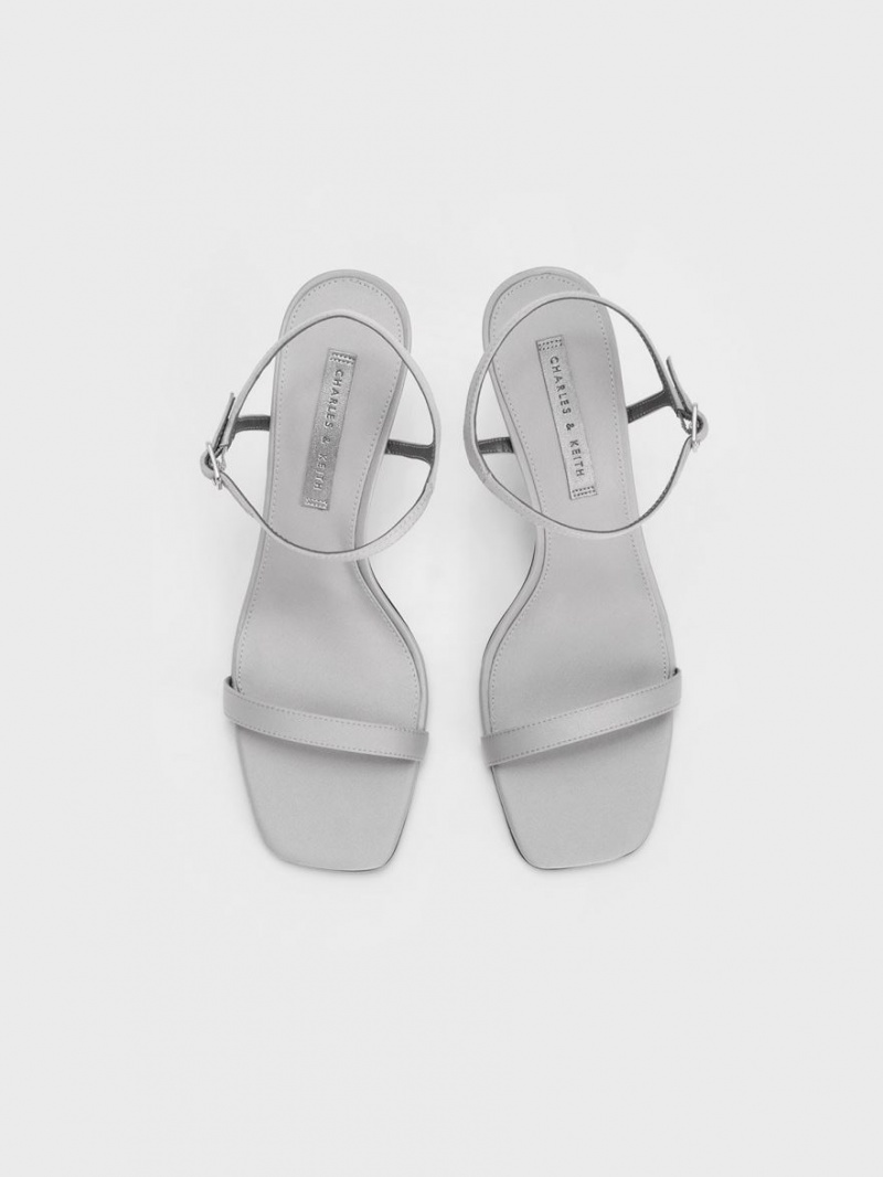 Charles & Keith Spool Heel Satin Sandalen Absatz Grau | 869FUWIVK