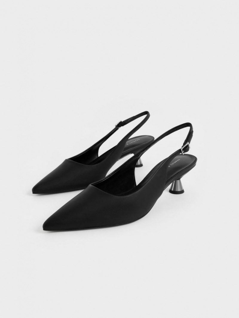 Charles & Keith Spool Heel Slingback Pumps Schwarz | 049WQEMTR