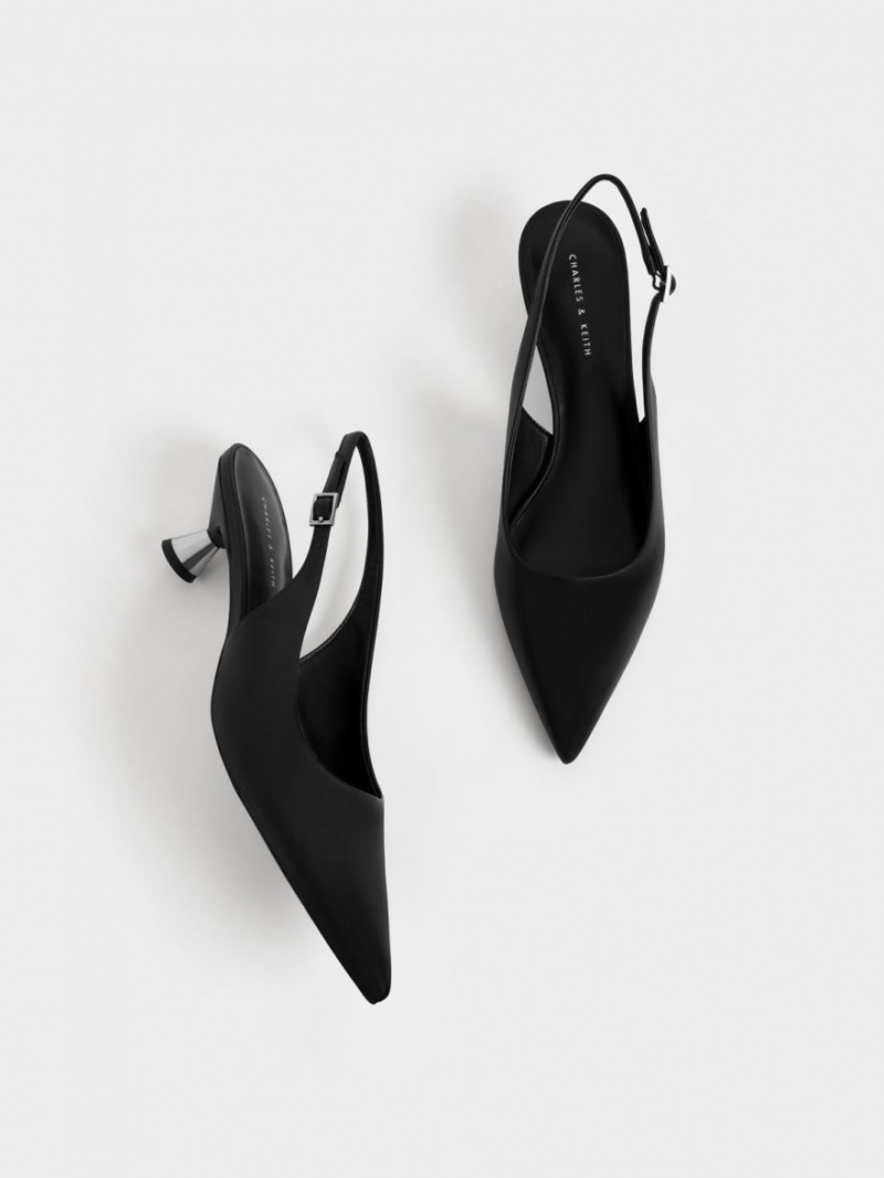 Charles & Keith Spool Heel Slingback Pumps Schwarz | 049WQEMTR