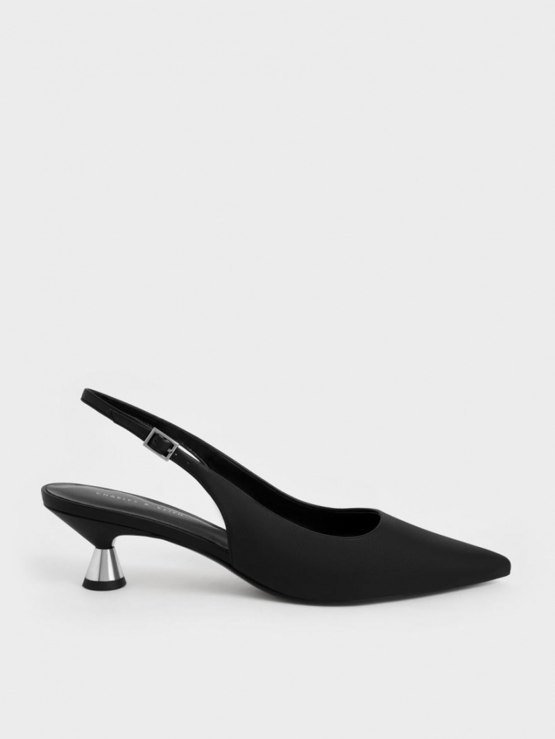 Charles & Keith Spool Heel Slingback Pumps Schwarz | 049WQEMTR