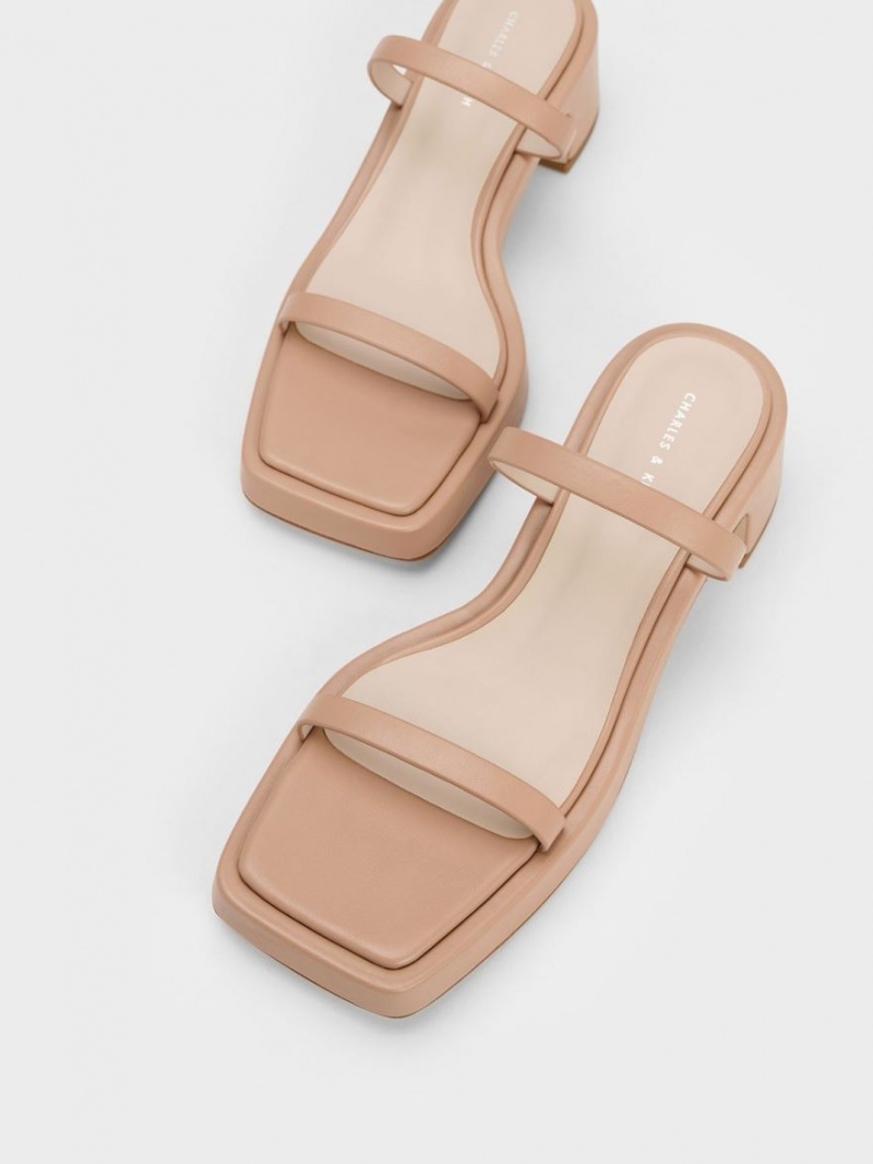 Charles & Keith Square-Kappe Plateausandalen Beige | 284XVOBNZ