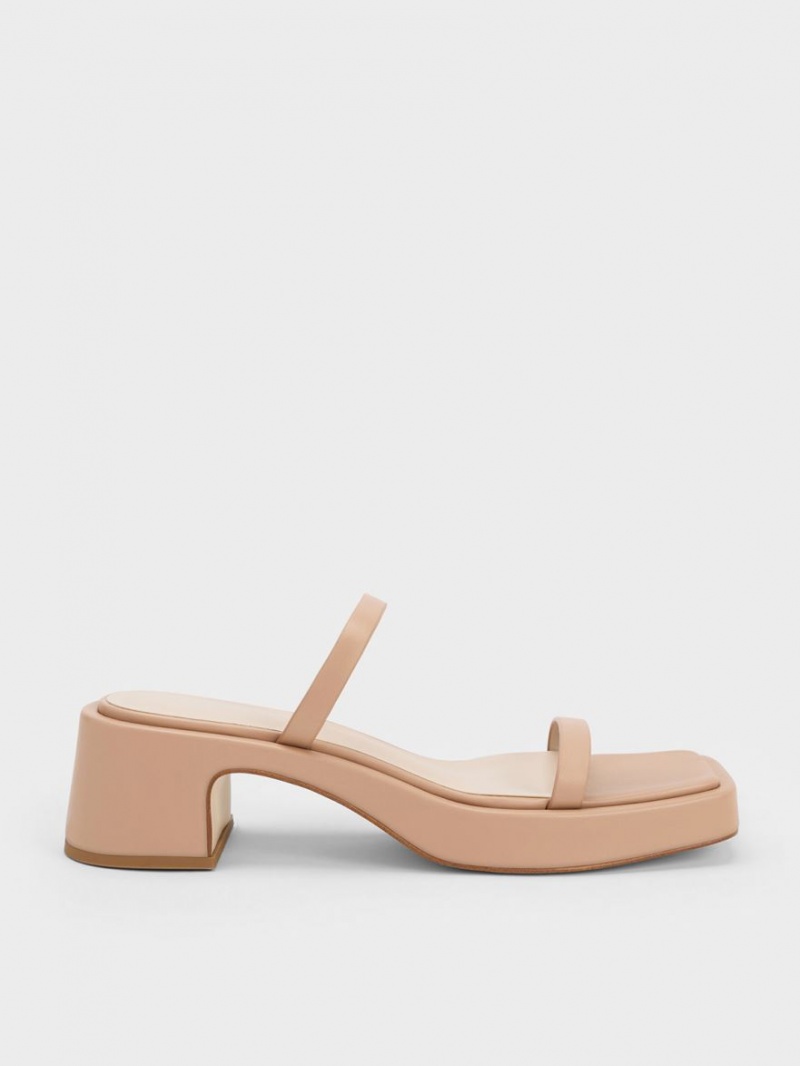 Charles & Keith Square-Kappe Plateausandalen Beige | 284XVOBNZ