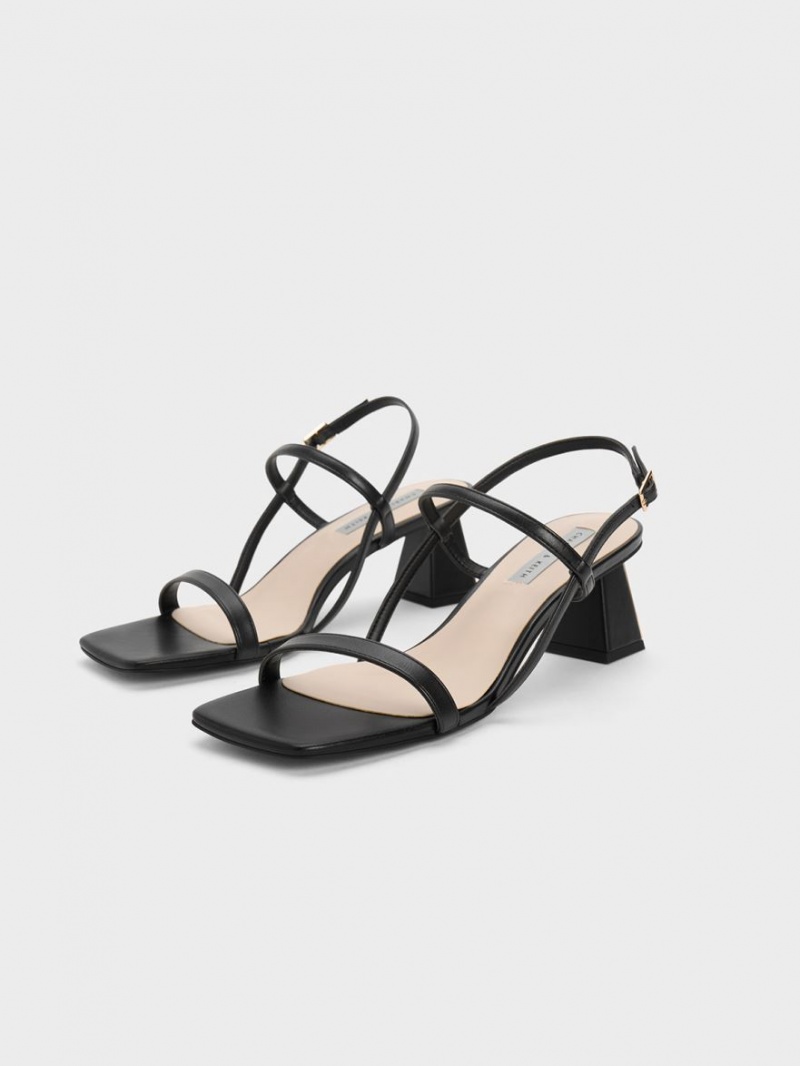 Charles & Keith Square-Kappe Riemchensandalen Schwarz | 501DECYXV