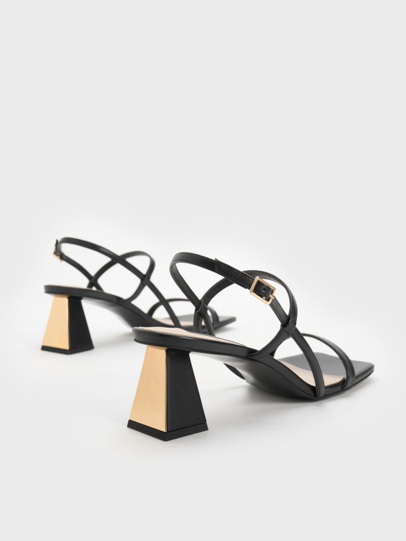 Charles & Keith Square-Kappe Riemchensandalen Schwarz | 501DECYXV