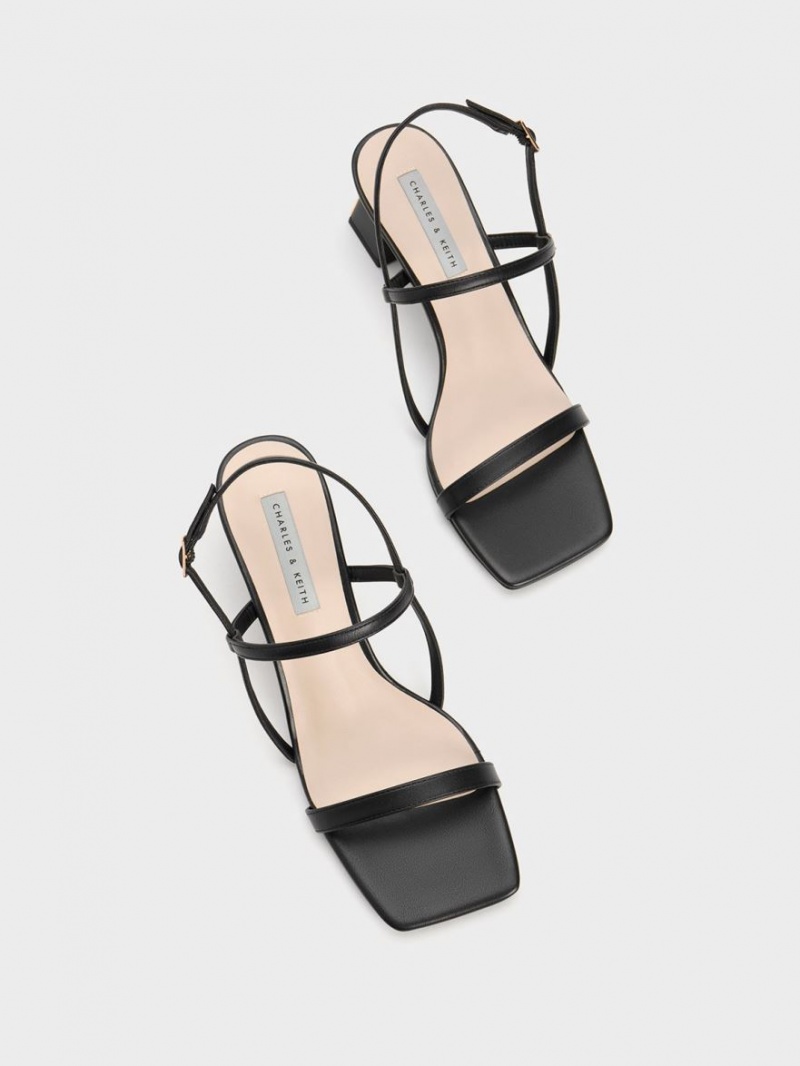 Charles & Keith Square-Kappe Riemchensandalen Schwarz | 501DECYXV