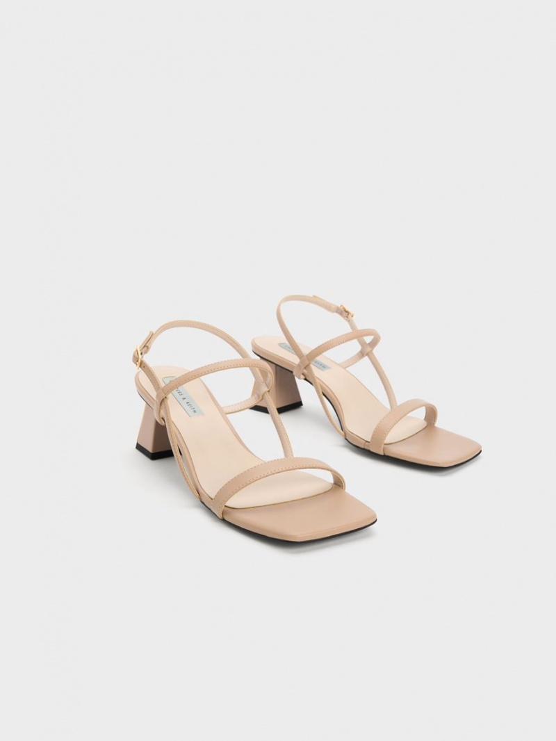 Charles & Keith Square-Kappe Riemchensandalen Beige | 238WXDTVE