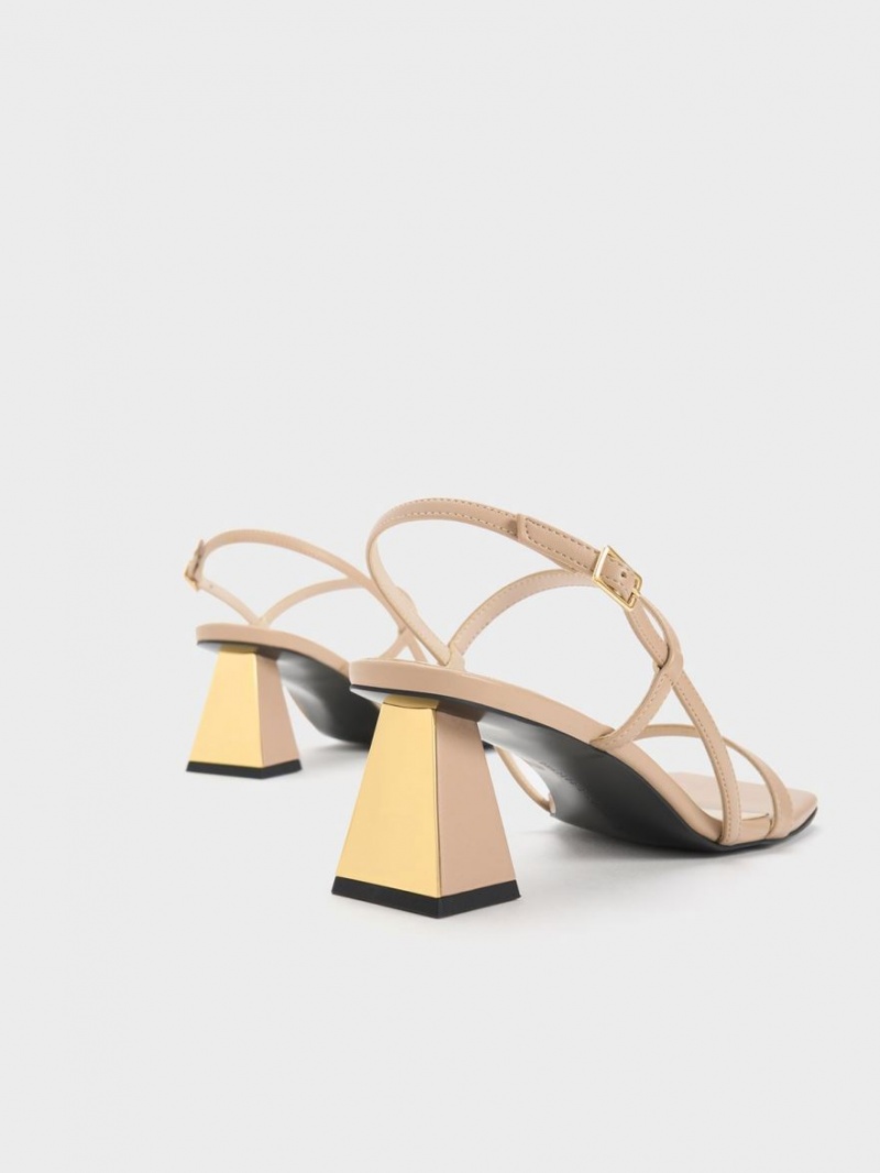 Charles & Keith Square-Kappe Riemchensandalen Beige | 238WXDTVE