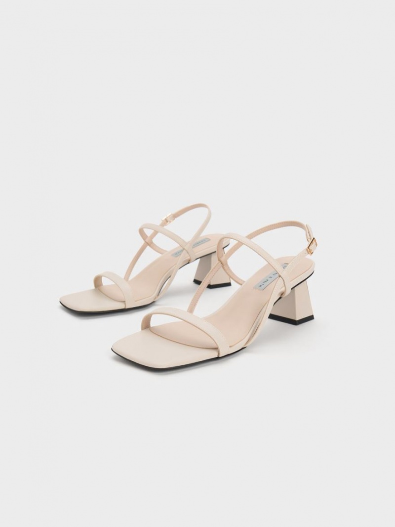 Charles & Keith Square-Kappe Riemchensandalen Weiß | 542CEPRBW