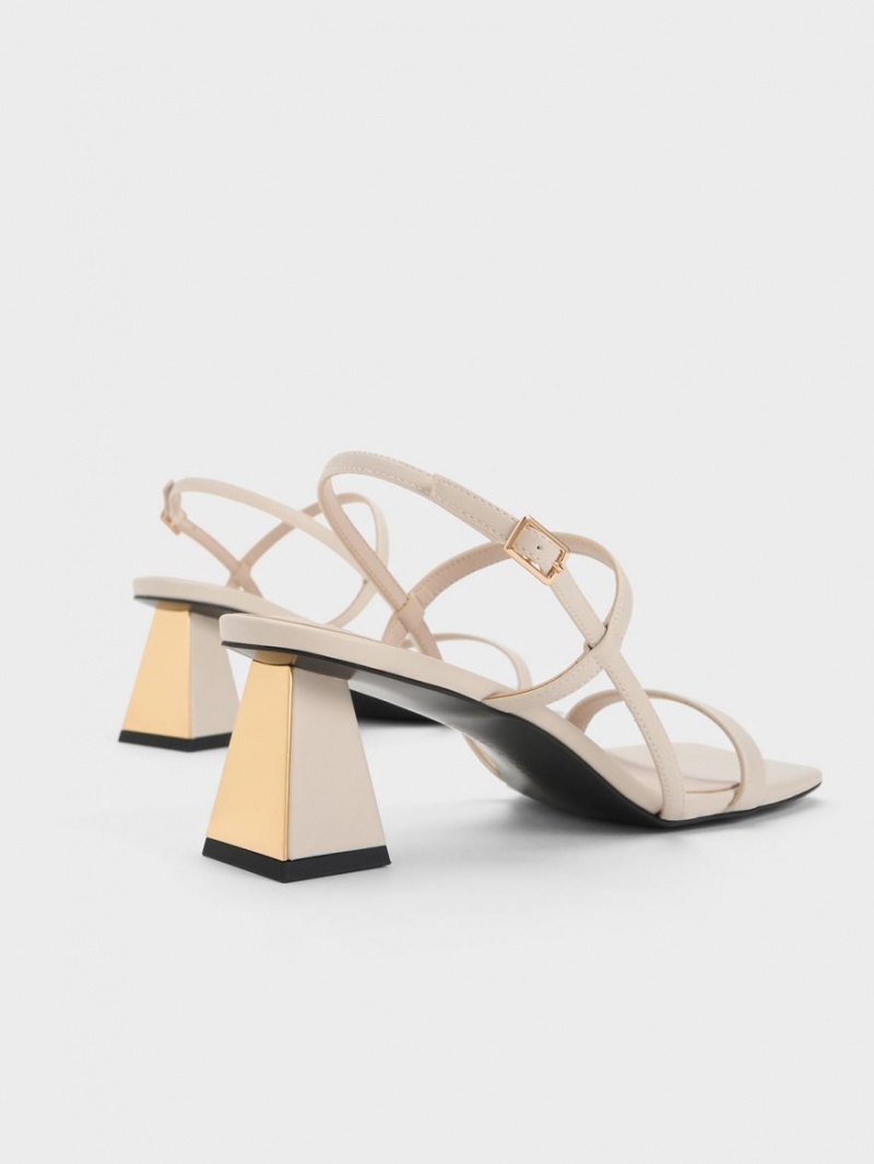 Charles & Keith Square-Kappe Riemchensandalen Weiß | 542CEPRBW