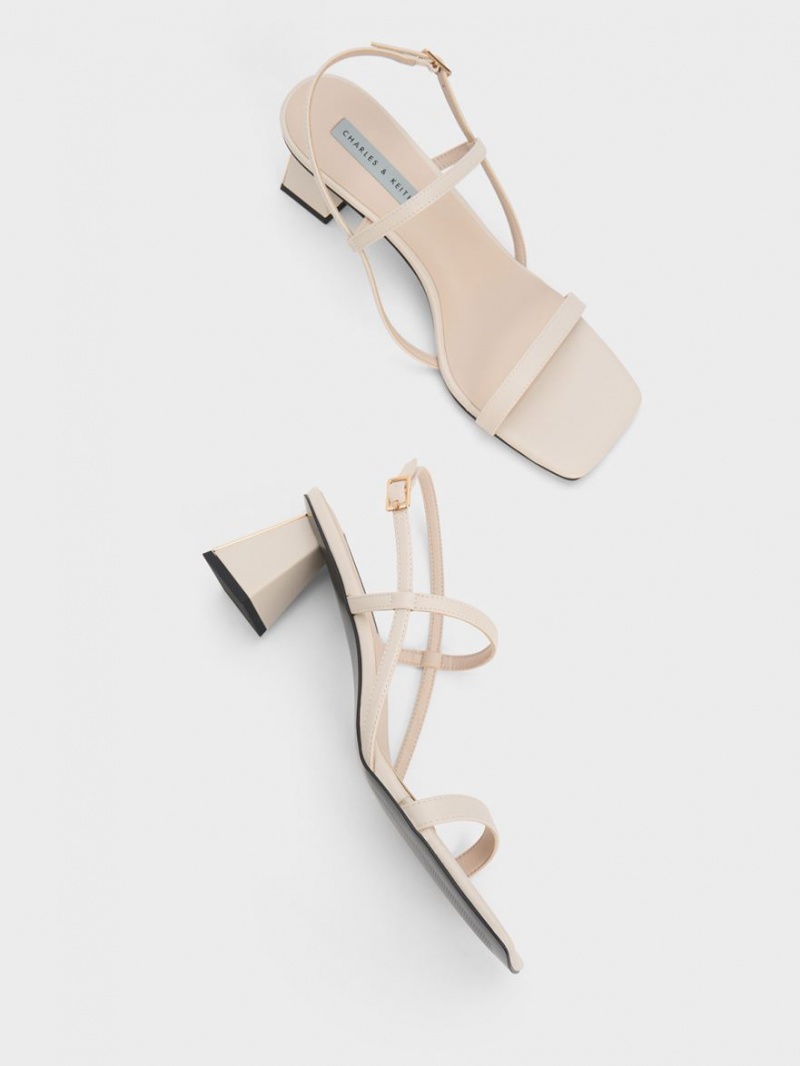 Charles & Keith Square-Kappe Riemchensandalen Weiß | 542CEPRBW