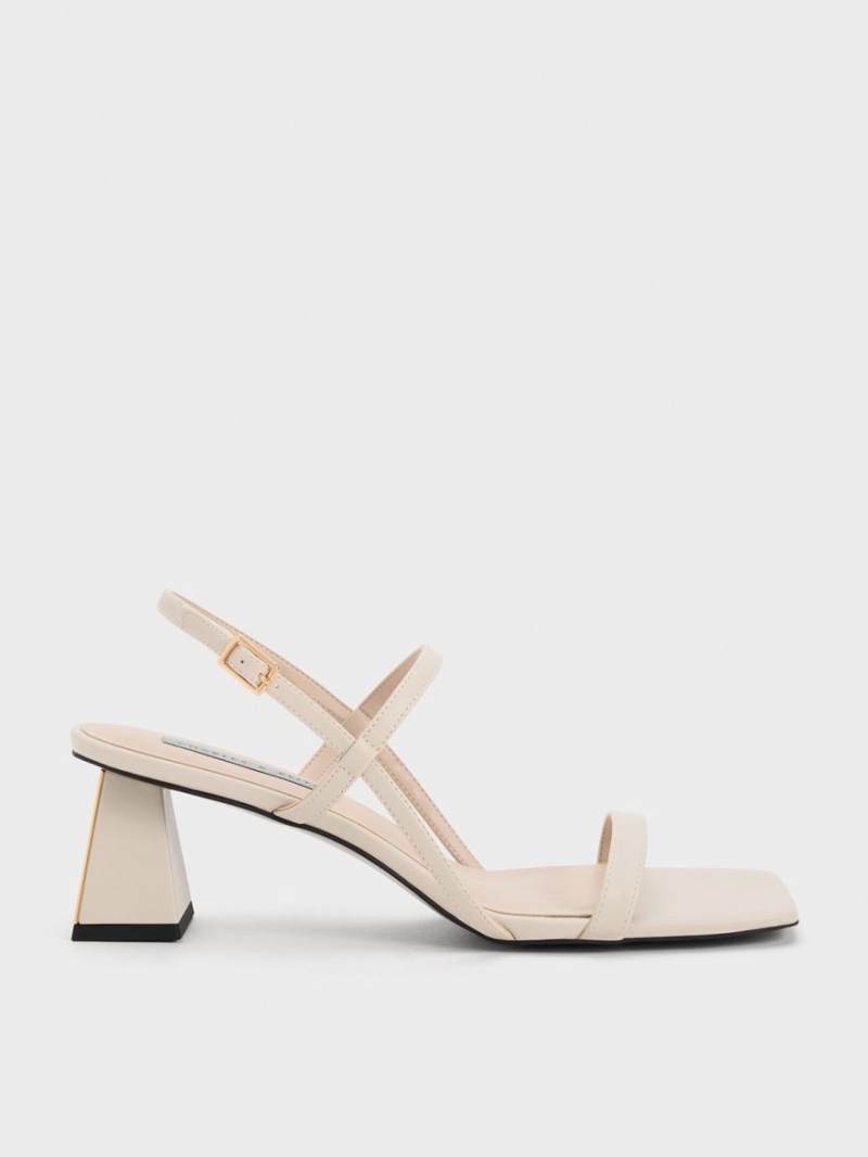 Charles & Keith Square-Kappe Riemchensandalen Weiß | 542CEPRBW