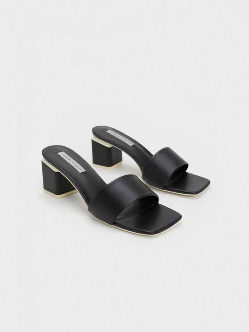 Charles & Keith Square Block Heel Mules Schwarz | 602ZKTUHF