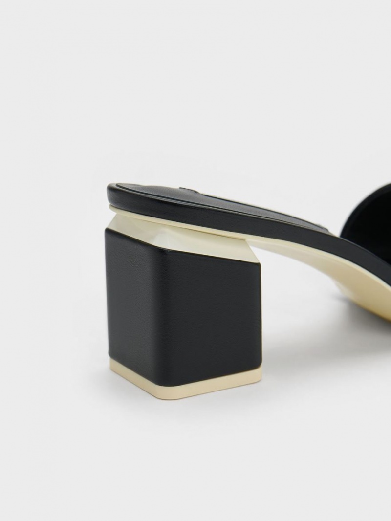 Charles & Keith Square Block Heel Mules Schwarz | 602ZKTUHF