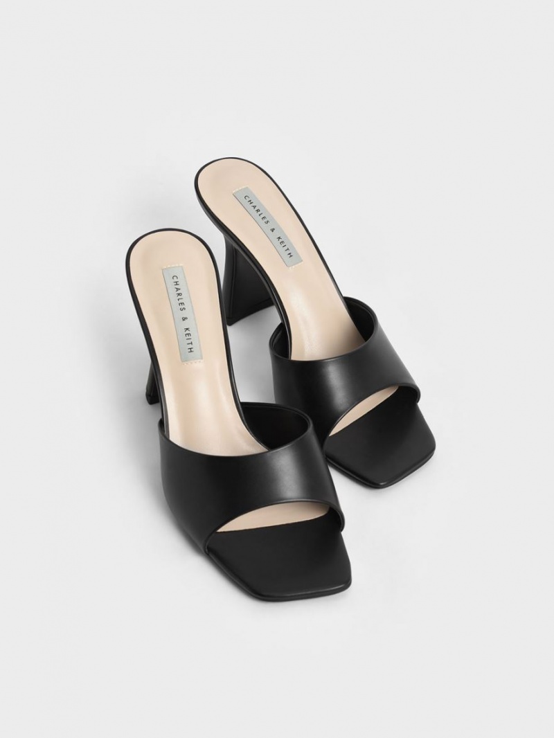 Charles & Keith Square Kappe Absatz Mules Schwarz | 638UCDELZ