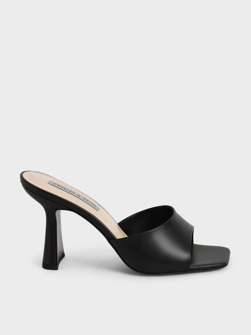 Charles & Keith Square Kappe Absatz Mules Schwarz | 638UCDELZ